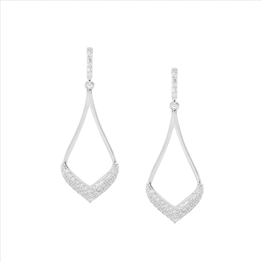 Sterling Silver Open Tear Drop Stud with CZ