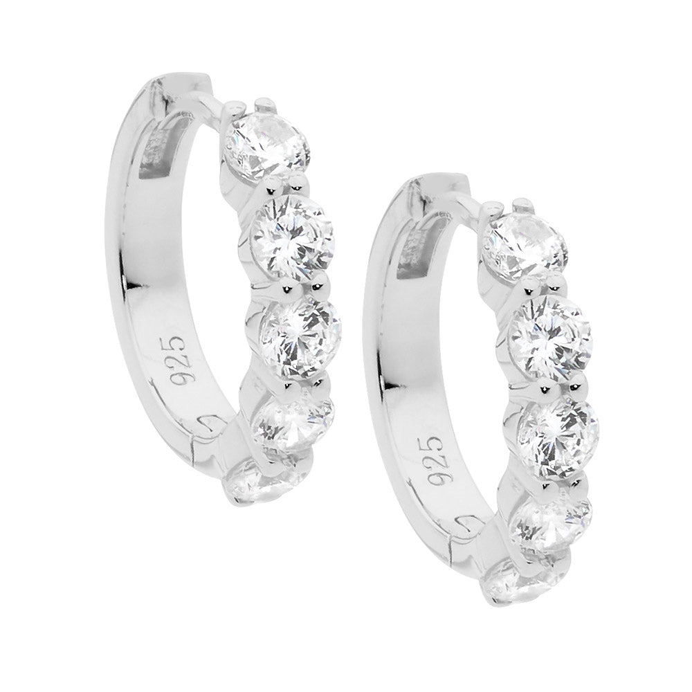 Sterling Silver 17mm CZ Hoops