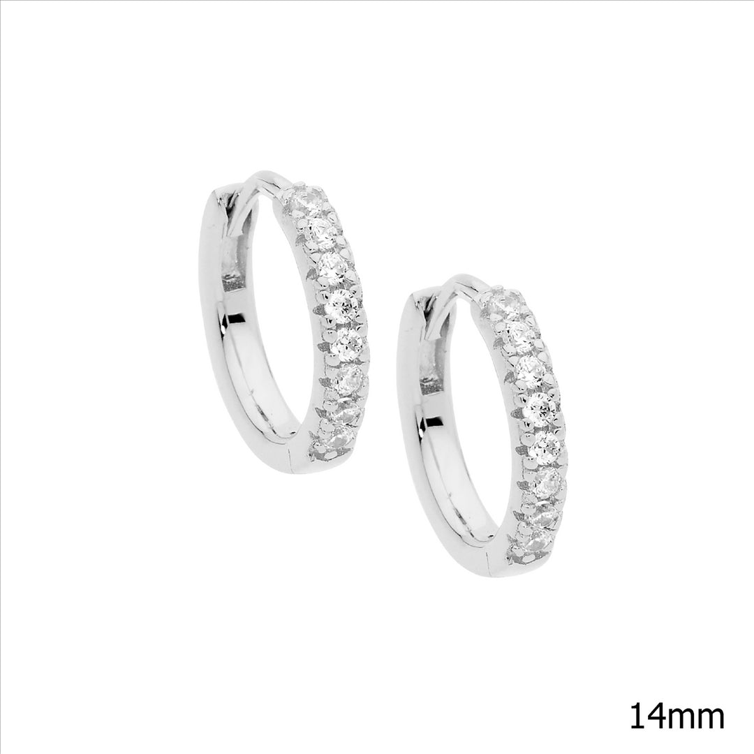 Sterling Silver CZ 14mm hoop earrings