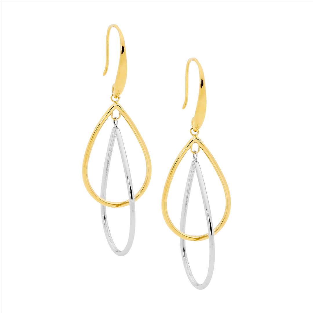 Stainless steel double open tear earrings w/ gold IP plating