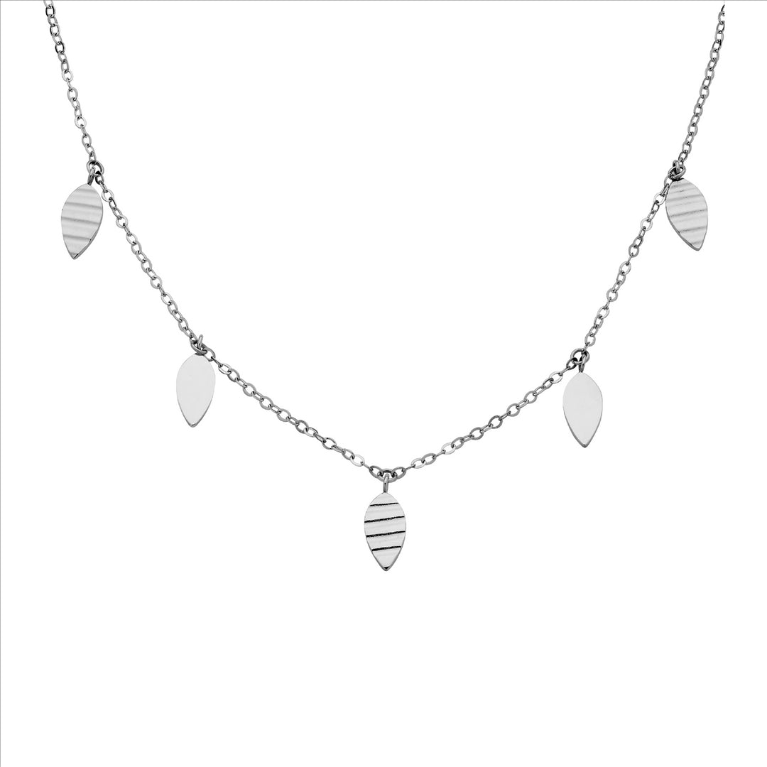 Stainless steel necklace 40+5cm, leaf feature