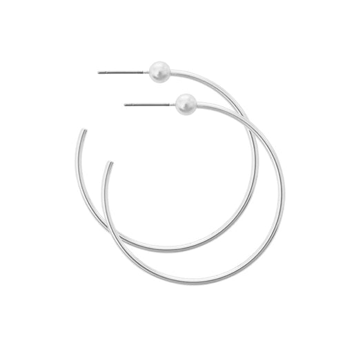 Dansk - Tabitha medium creole, silver colour ion platinum earrings with surgical steel, 4cm