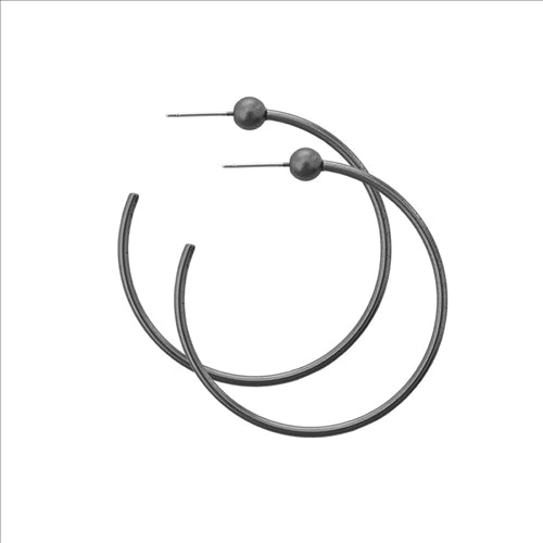Dsk3h7144 - tabitha medium creole, hematite colour ion platinum earrings with surgical steel, 4cm rrp au$39/nz$49