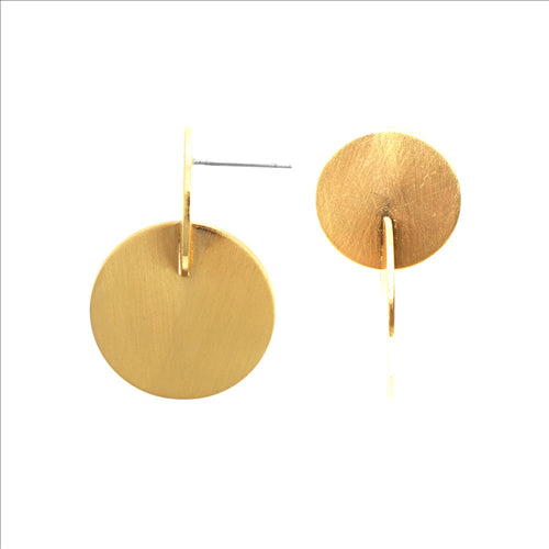 Earrings - Dansk - Tara double circle, gold colour ion platinum earrings with surgical steel 3cm rrp au$55/nz$65