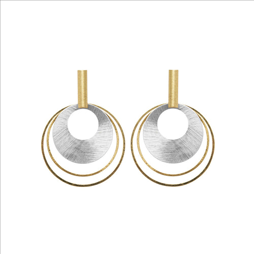 Earrings - Dansk - Tara sun, Gold/silver colour ion platinum earrings with surgical steel 3.5cm
