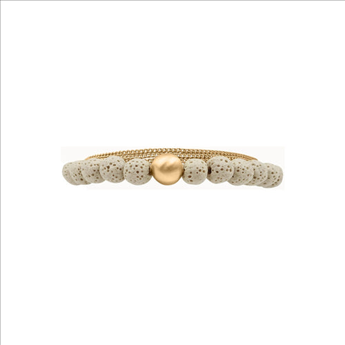 Bracelet - Dansk - Velvet lava, gold colour ion plated & sand lava stone17cm + 3cm ext. bracelet