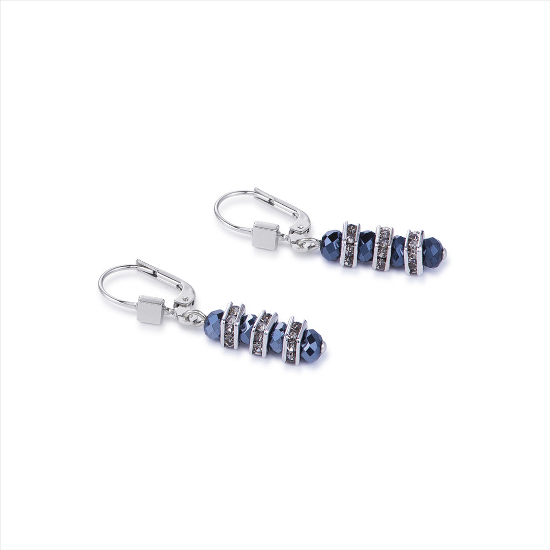 Earrings - CDL - St/st, Anthracite, glass & Rhinestones with sterling silver fittings