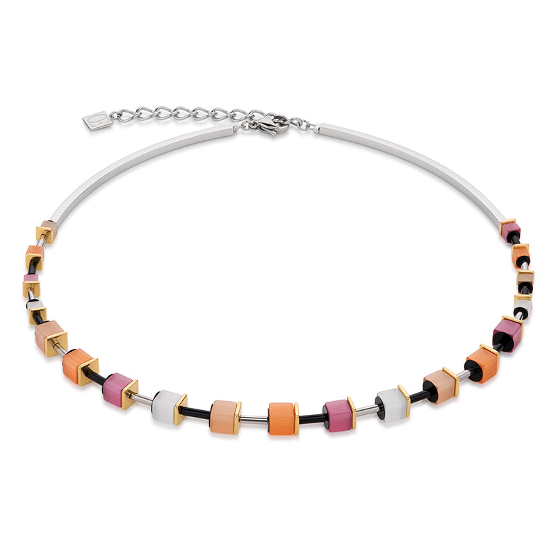 CDL - Gold plated st/st, orange/rose synthetic Tiger eye