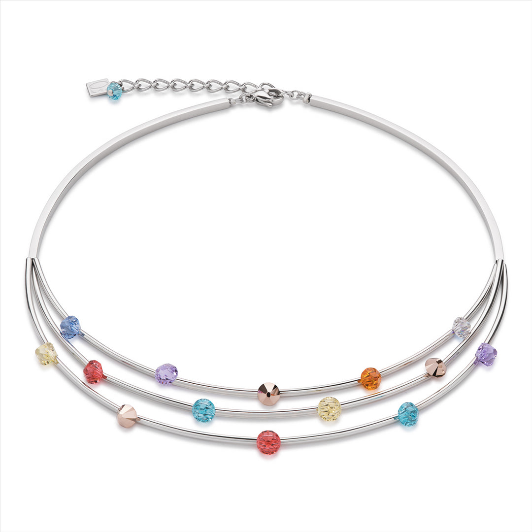 CDL - three row of stainless steel with multi coloured Swarovski crystals