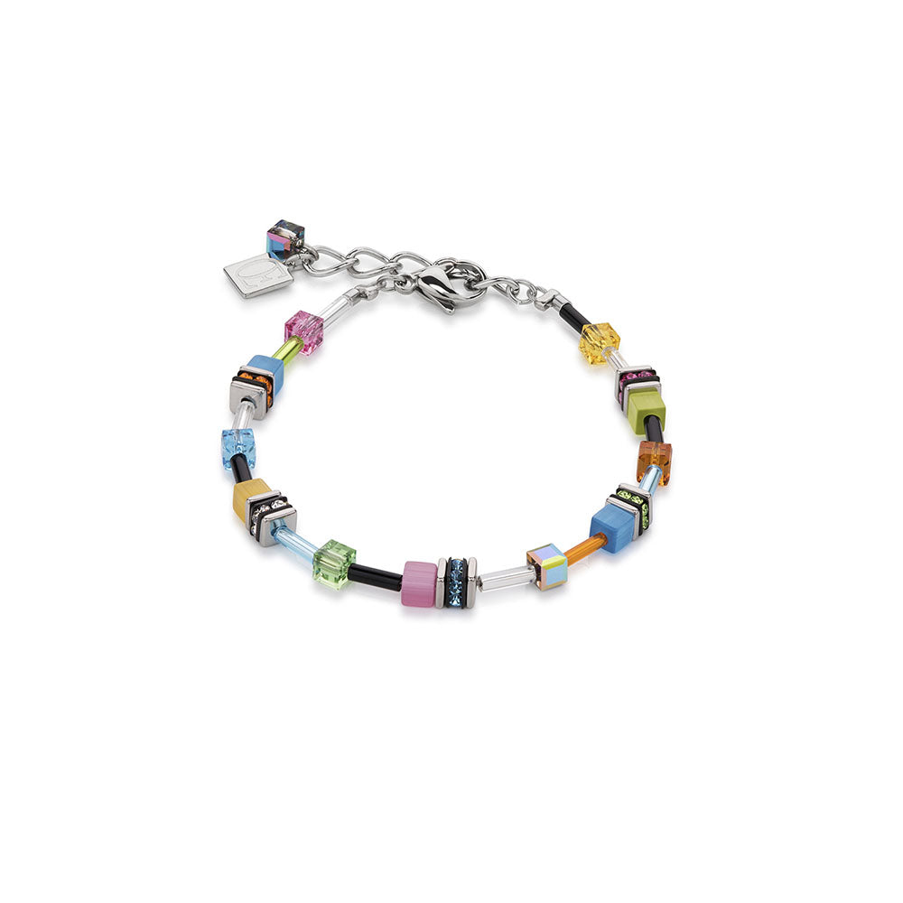 Bracelet - CDL multi colour pastel small geo-cube, St/Sstl with Rhinestone, glass, synthetic tigers eye, polaris &Swarovski crystals rrp Au$139/Nz$169