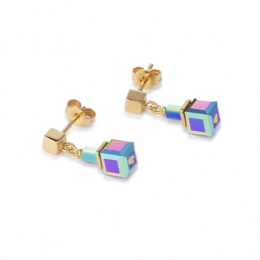 CDL - gold plated Stainless steel with, titanium oxide haematite & aurora borealis Swarovski crystal with gold plated sterling silver fittings