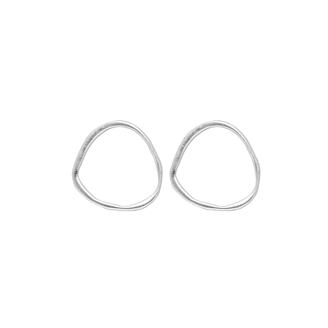 Earrings - Dansk, Eve sculptured earrings, silver colour ion platinum with surgical steel, 3cm