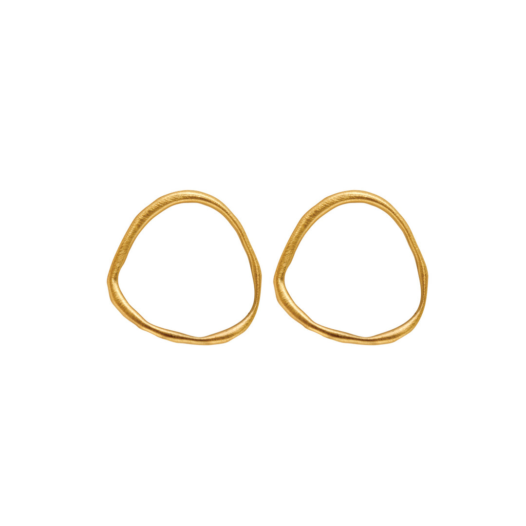 Dansk - Eve sculptured earrings, gold colour ion platinum with surgical steel, 3cm