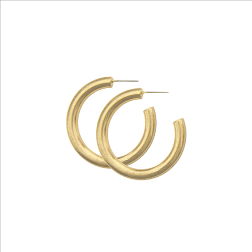 Dansk - Tara chunky hoop small earrings, gold colour ion platinum with surgical steel, 3cm