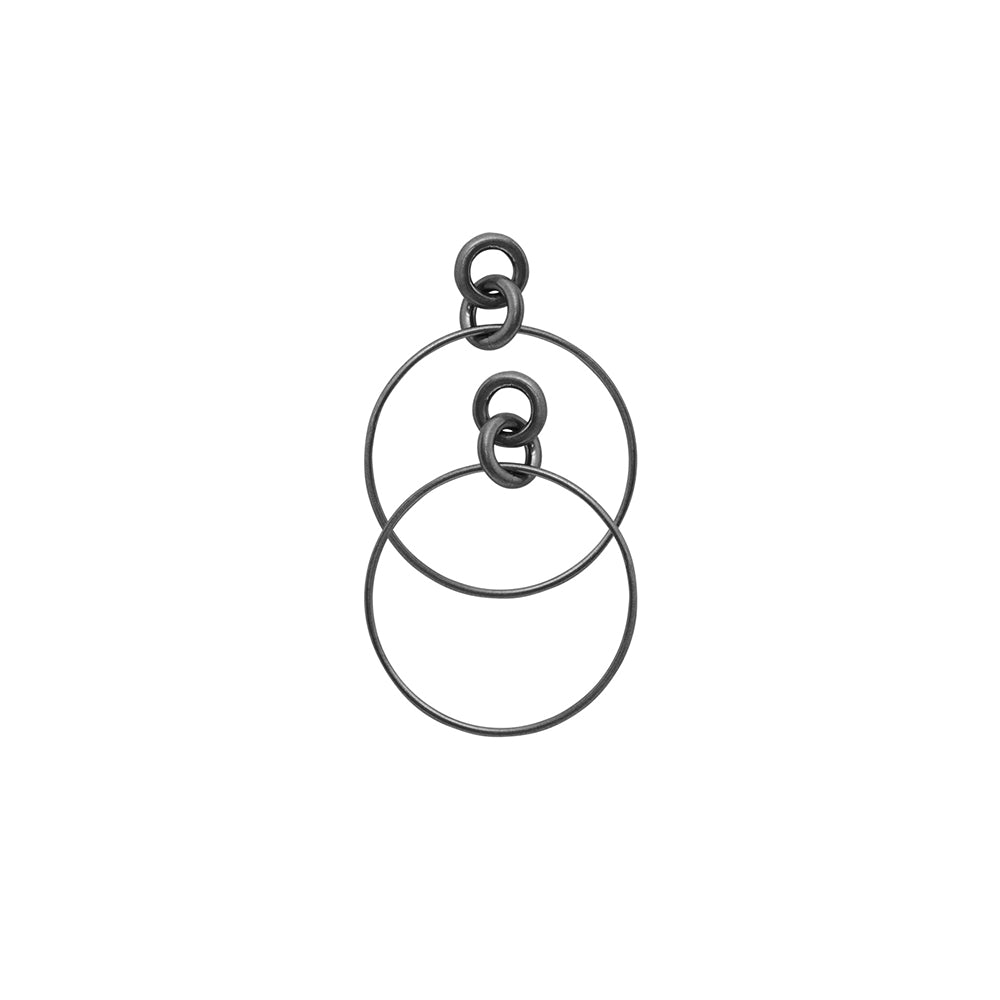 Dansk, Infinity hoop earrings, hematite colour ion platinum with surgical steel, 5cm