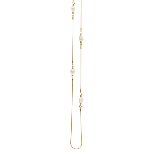 Necklace - Dansk, Audrey multi necklace gold colour ion plated with baroque freshwater pearl 100cm adjustable