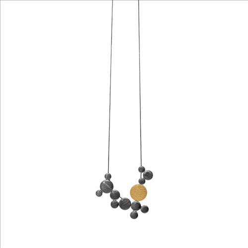NEcklace - Dansk - Vanity dynamic necklace Hematite & gold colour ion plated, 70cm adjustable