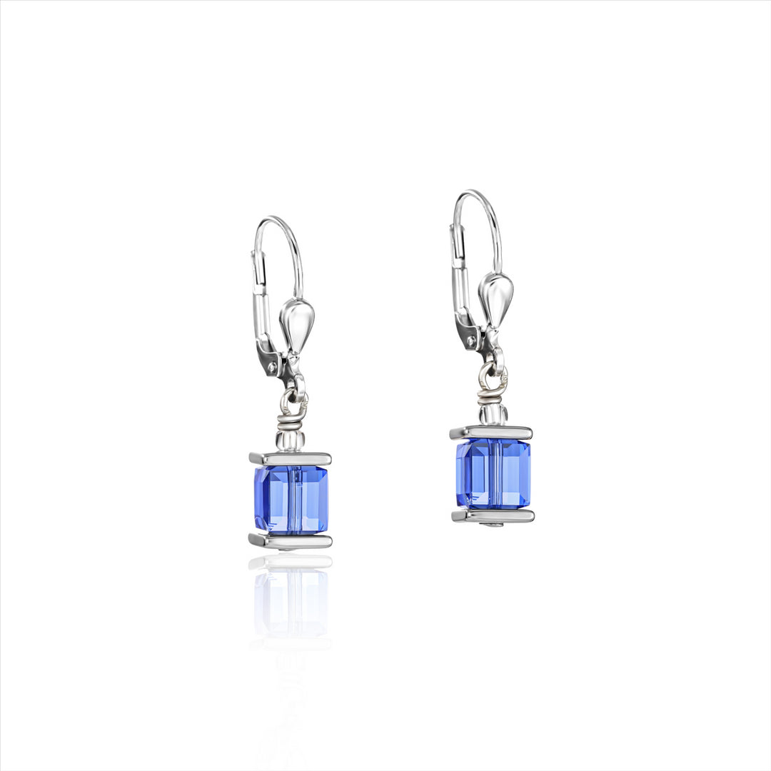 Earrings - CDL - Stainless steel with blue colour Swarovski crystals & sterling silver fittings rrp $109