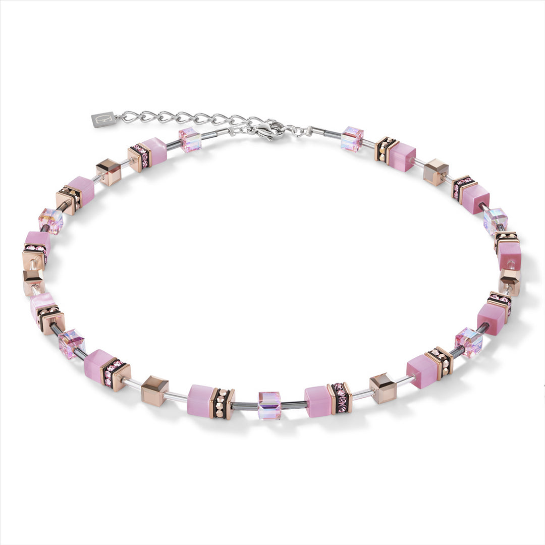 CDL - Rose geo-cube st/stl w/rose gold plate, Rhinestone, synthetic Tiger eye & Swarovski crystals