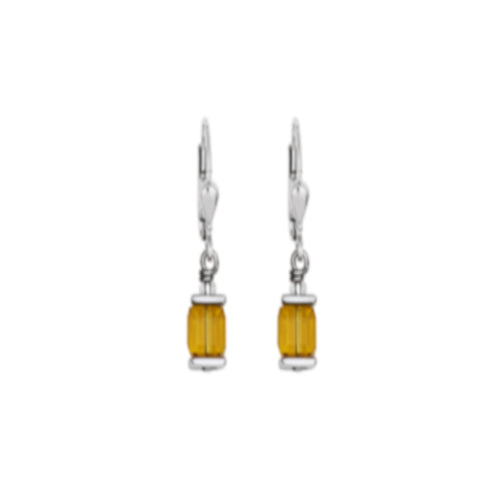Earrings - CDL - Stainless steel with citrine colour Swarovski crystals & sterling silver fittings