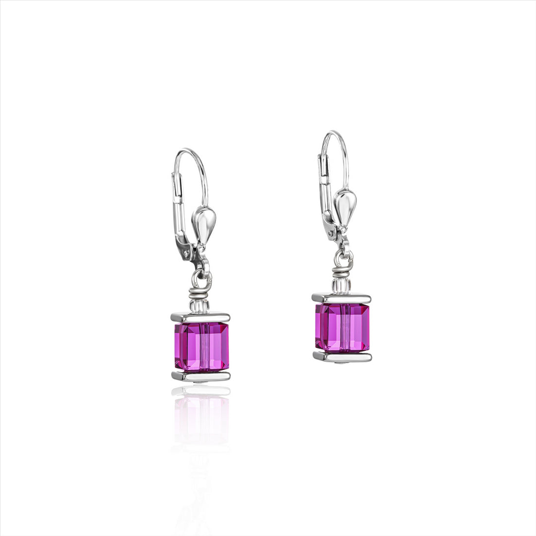 CDL - Stainless steel with pink colour Swarovski crystals & sterling silver fittings