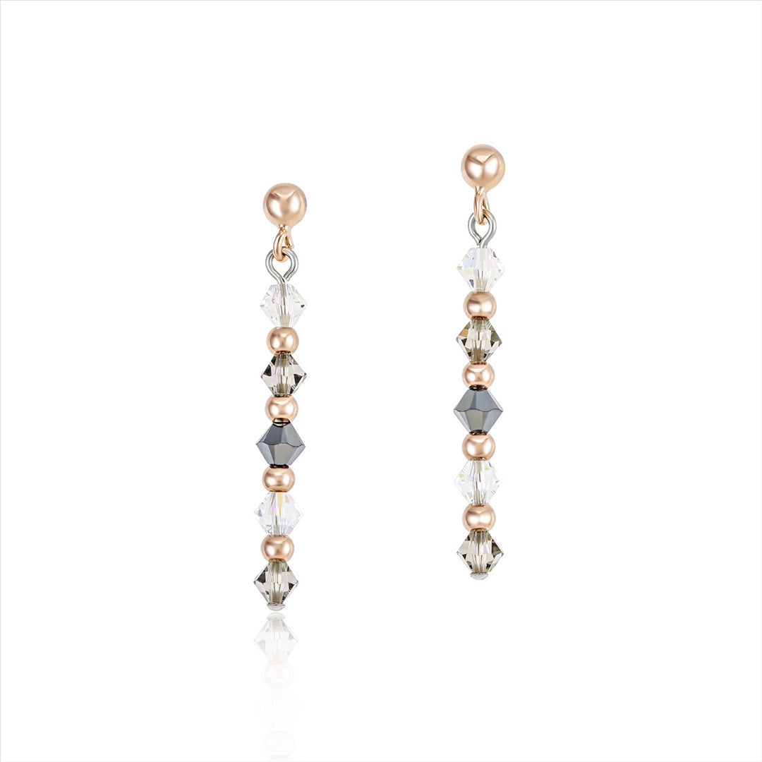 CDL - Rose gold plated stainless steel with multi coloured Swarovski crystals & sterling silver fittings