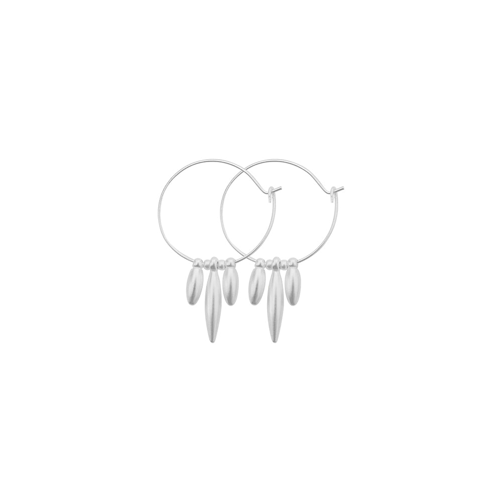 Earrings - Dansk - Daisy bloom, silver colour ion platinum with surgical steel 4.5cm