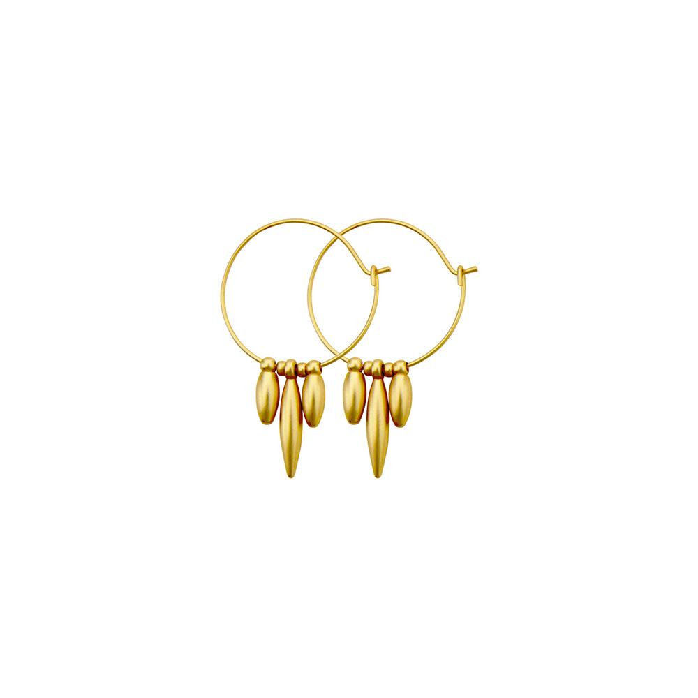 Earrings - Dansk - Daisy bloom, Gold colour ion platinum with surgical steel 4.5cm