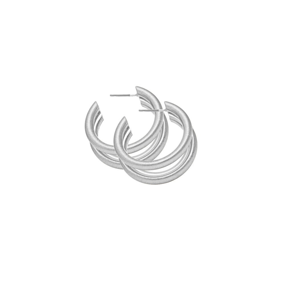 Dansk - Tara triple earrings, silver colour ion platinum with surgical steel 3 cm