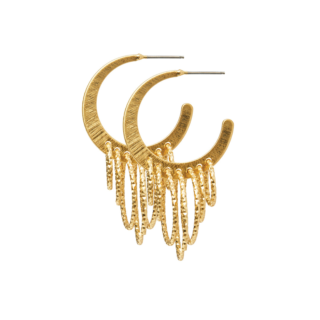 Earrings - Dansk - Alyssa multi circle earrings, gold colour ion platinum with surgical steel 4 cm