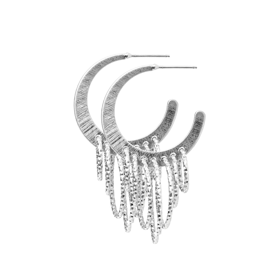 Dansk - Alyssa multi circle earrings, silver colour ion platinum with surgical steel 4 cm