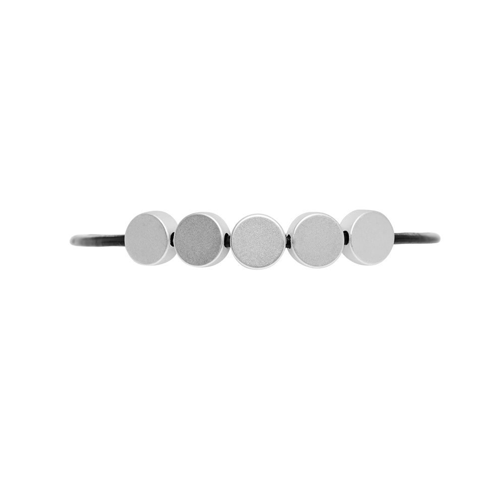 Dansk - Vanity leather & silver colour ion platinum bracelet 16cm + 4cm ext.