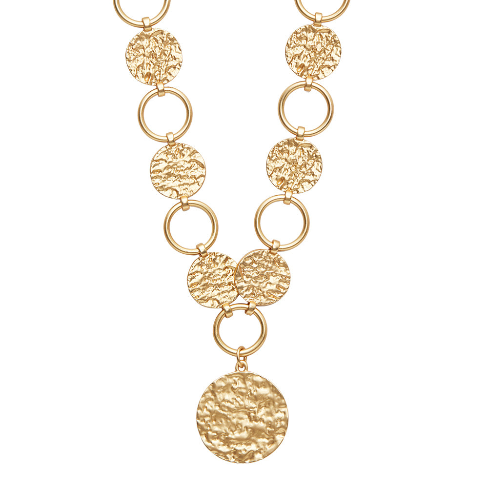 Necklace - Dansk - Amber statement gold colour ion plated necklace, 45cm