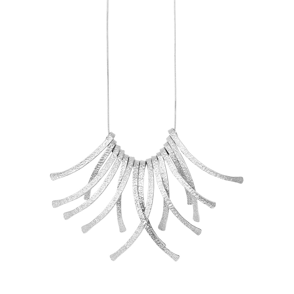 Dansk - Amber frill silver colour ion plated necklace 40cm + 7cm ext.