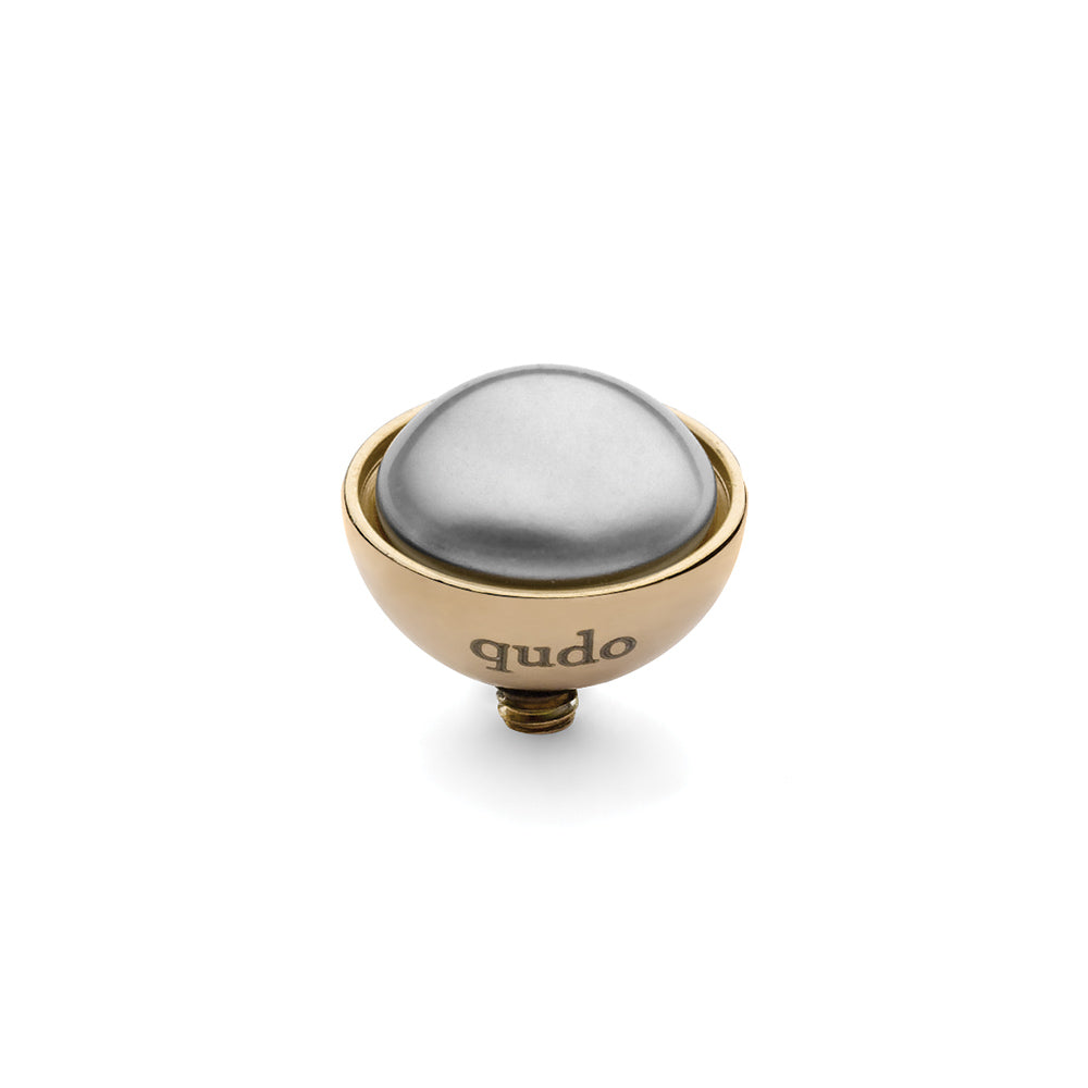 Q627857- bottone top 11.5mm - sterling silver g/ip light grey pearl col. swarovski crys.