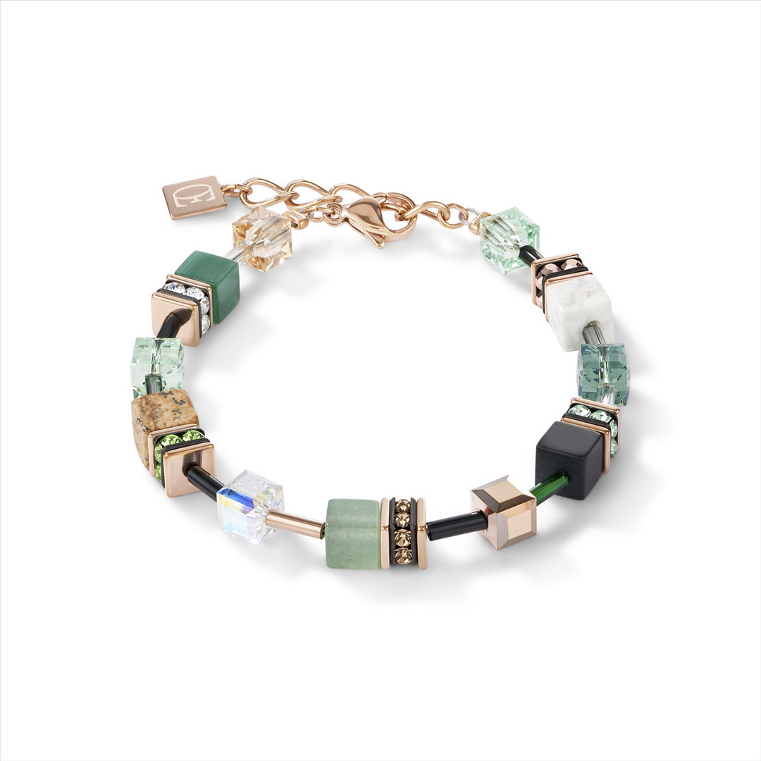 Bracelet - CDL - natural selection- bracelet geo-cube rose gold platinum stainless steel w/howlite/landscape jasper/amazonite/onyx/synthetic tigers eye, rhinestone rondelles & Swarovski crystals