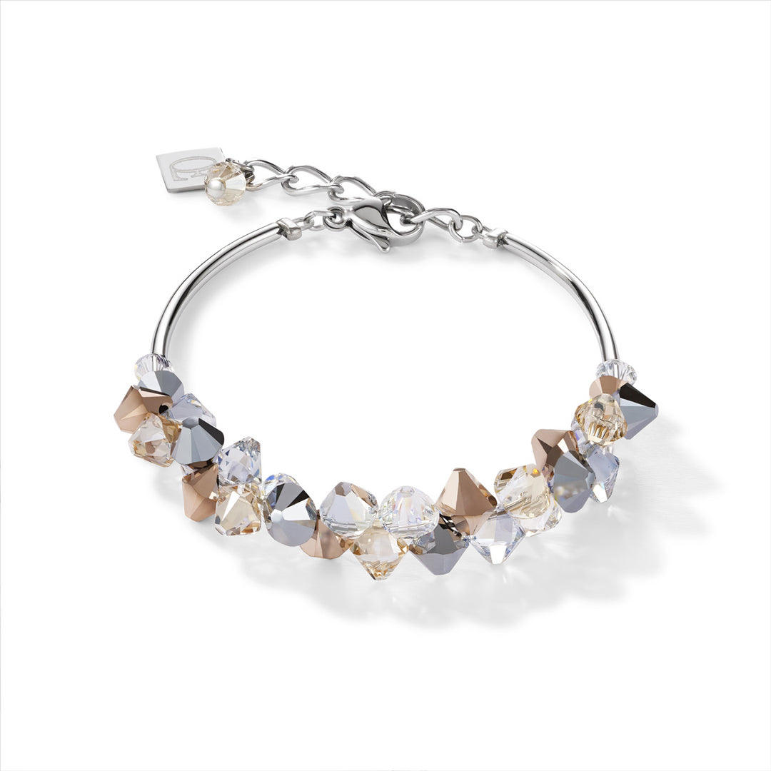Bracelet - CDL - varnished brass stainless steel with rose gold crystals & champagne coloured Swarovski crystals
