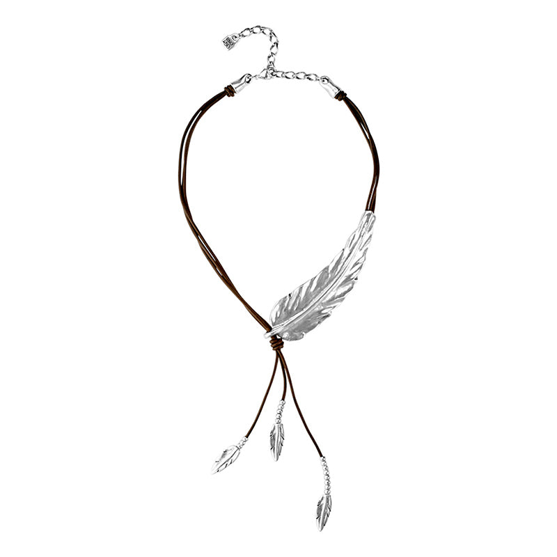 I LIKE YOU NECKLACE , Necklace in leather with metal plated in 15 micron silver.