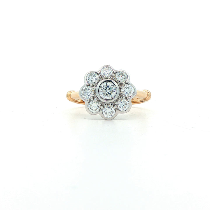9ct 2Tone Daisy Ring With Lab Grown Diamonds