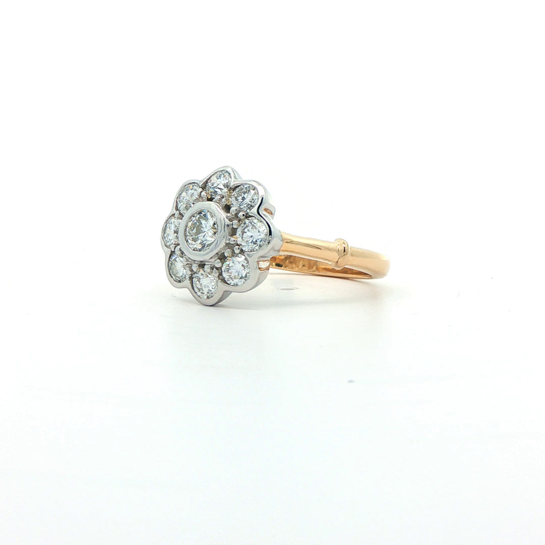 9ct 2Tone Daisy Ring With Lab Grown Diamonds