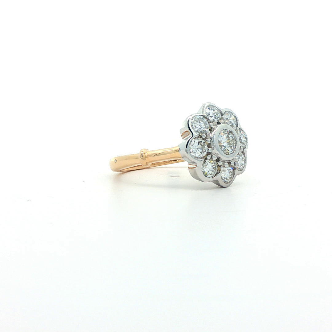 9ct 2Tone Daisy Ring With Lab Grown Diamonds
