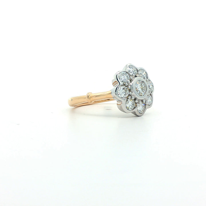 9ct 2Tone Daisy Ring With Lab Grown Diamonds