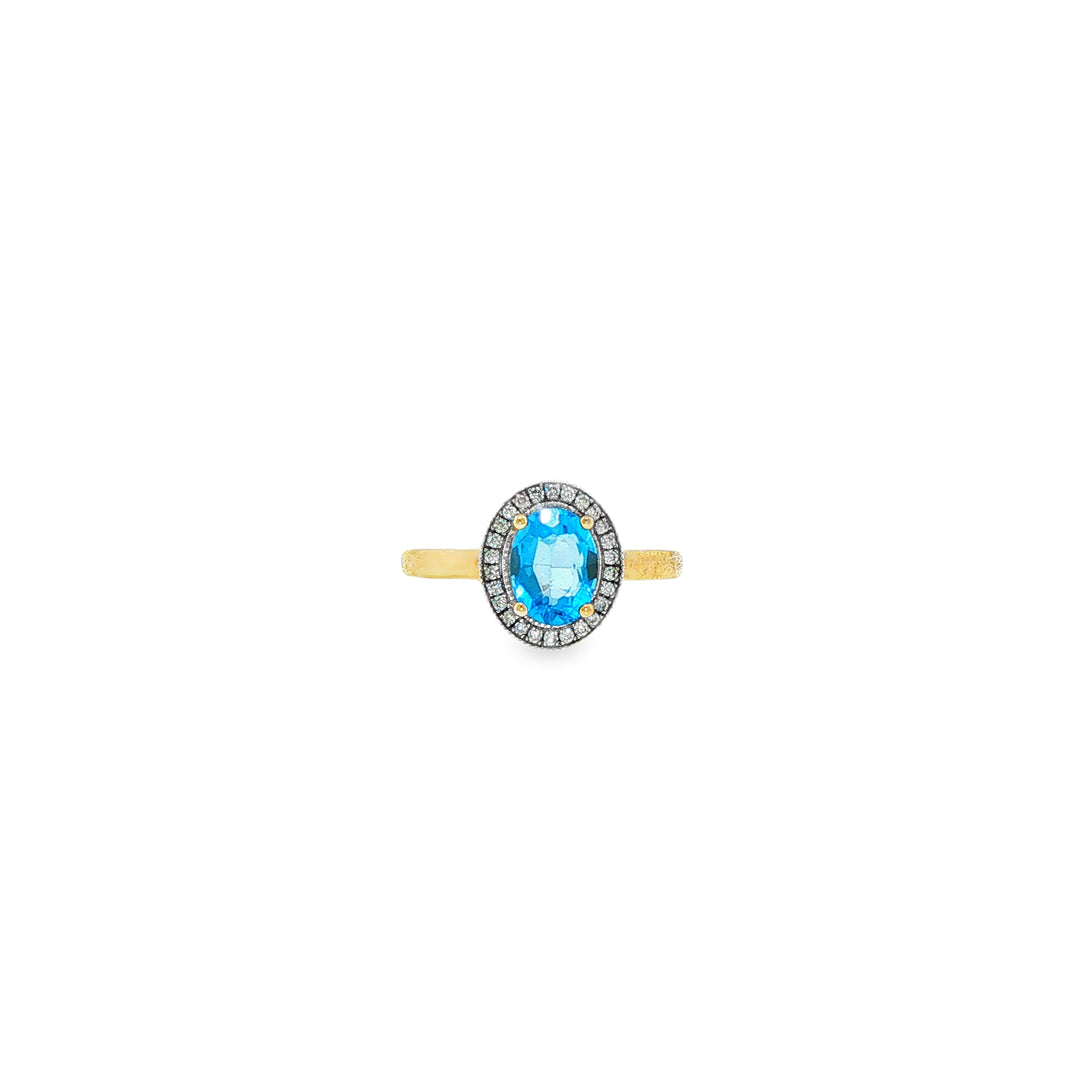 9ct Yellow Gold Topaz and Diamond Ring