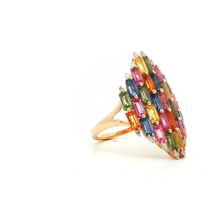 9ct Multicoloured Sapphire 4.5ct Diamond .12pts Ring