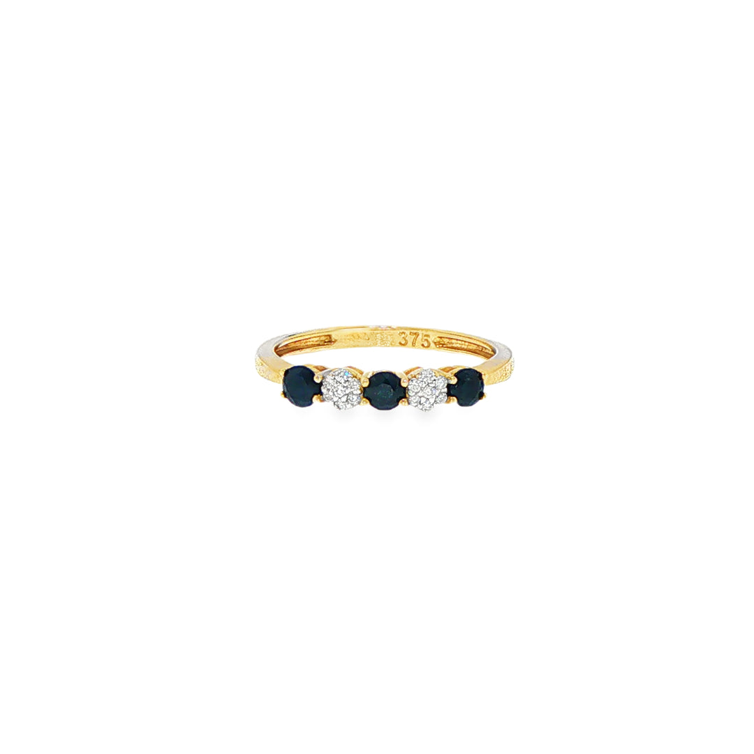 9ct Yellow Gold Diamond and Sapphire Ring