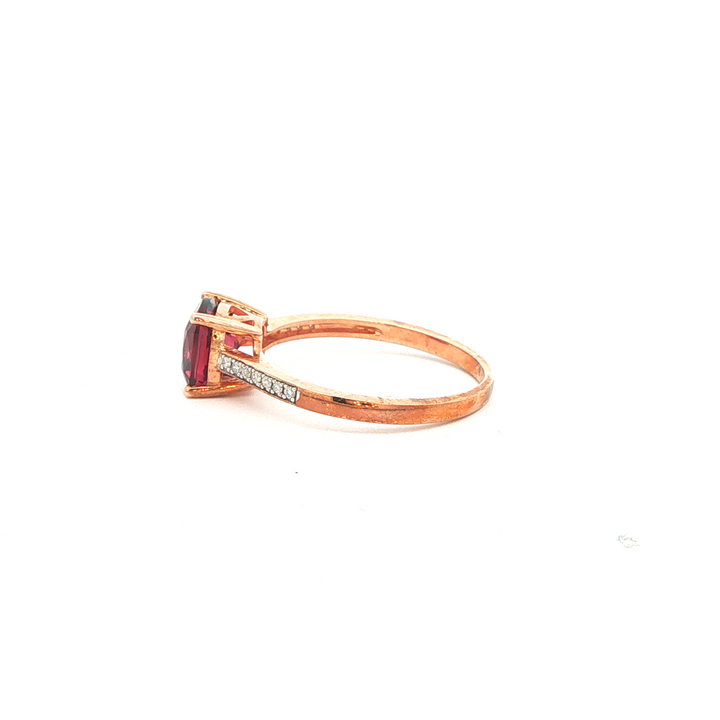 9ct rg cushion rhodolite garnet and diamond ring