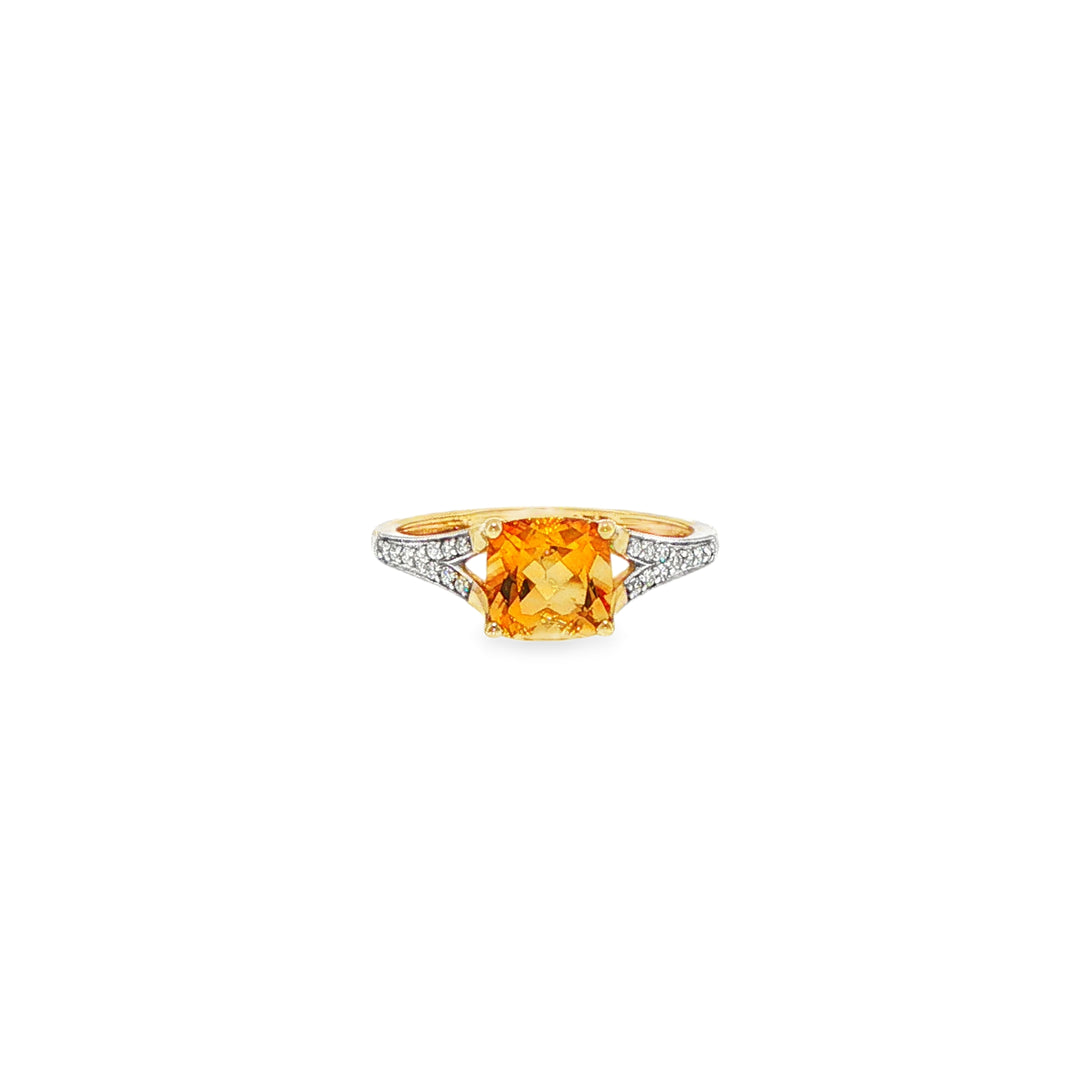 9ct Yellow Gold Diamond and Citrine Ring