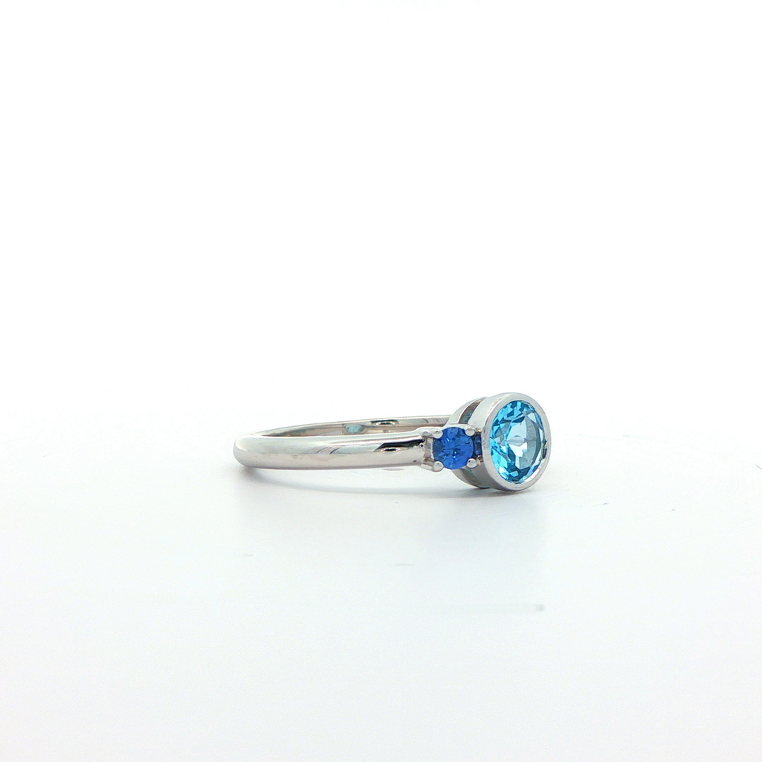 9ct White Gold Sapphire and Blue Topaz Ring