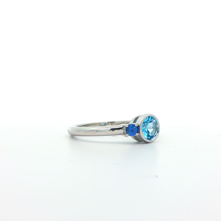9ct White Gold Sapphire and Blue Topaz Ring