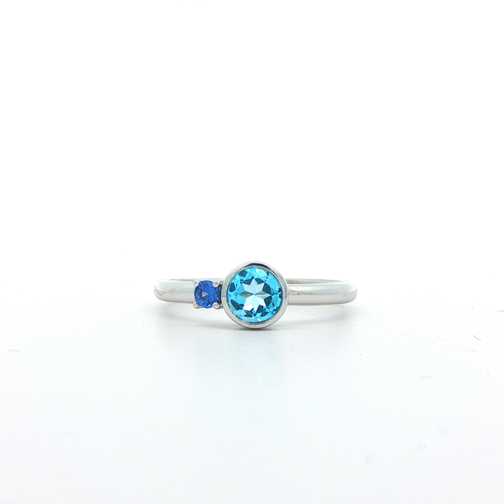 9ct White Gold Sapphire and Blue Topaz Ring
